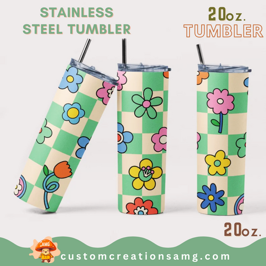 Cute tumbler with flowers design