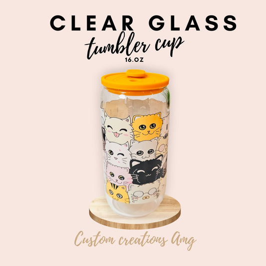 Cute Cat Clear Glass Cup