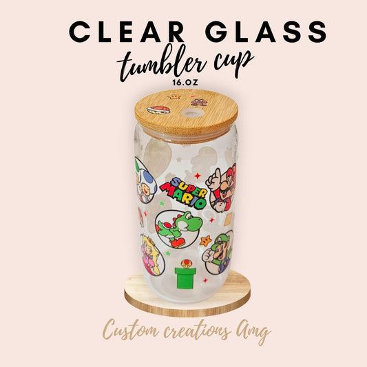 Clear Glass Cup with Bamboo Lid