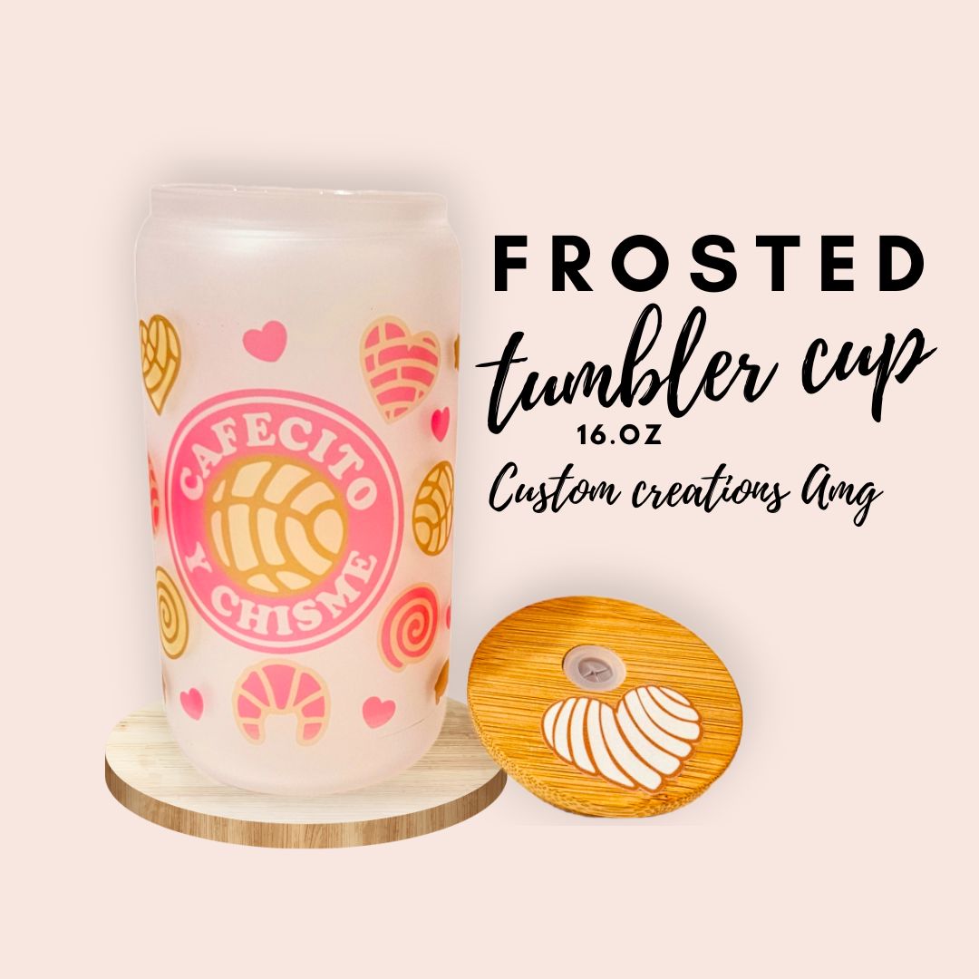 Cafecito y chisme Frosted glass tumbler