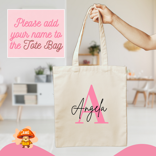 Tote Bag Natural Initial & Name